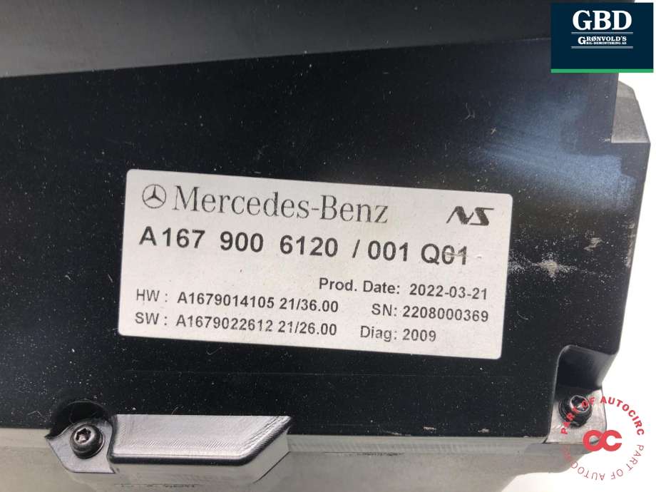 Instrument head-up display (HUD) til Mercedes GLE 2019-->> (W167) (W167) (A 167 900 61 20|A 167 900 61 20 80|)