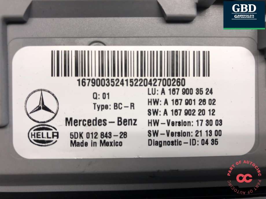 Styreenhet comfort (BCM) til Mercedes GLE 2019-->> (W167) (W167) (A 167 900 02 14|A 167 900 18 27|A 167 900 35 24)