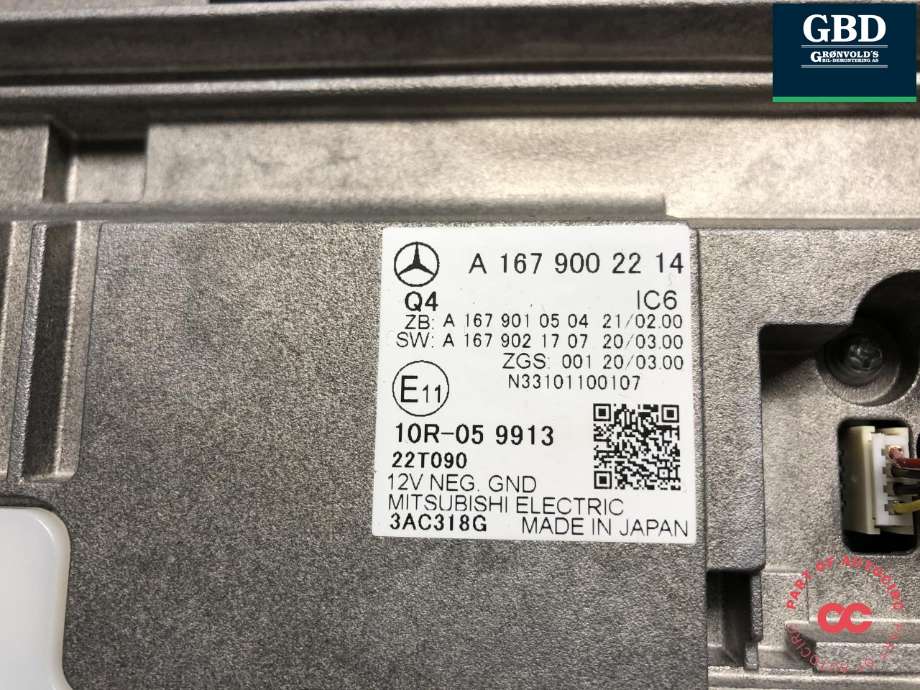 Instrumentpanel til Mercedes GLE 2019-->> (W167) (W167) (A 167 900 22 14|A 167 900 22 14 80|)