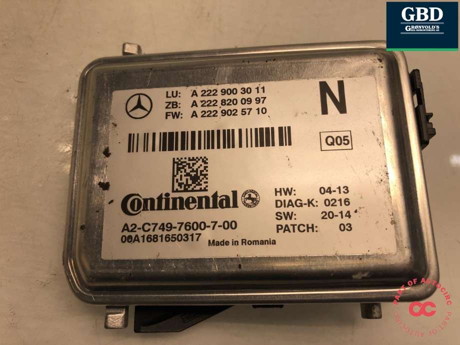 Kamera til Mercedes C-Klasse 2014-2018 (Fase 1) (W205) (W205) (CONTINENTAL|A 222 900 30 11|A 222 820 09 97|)
