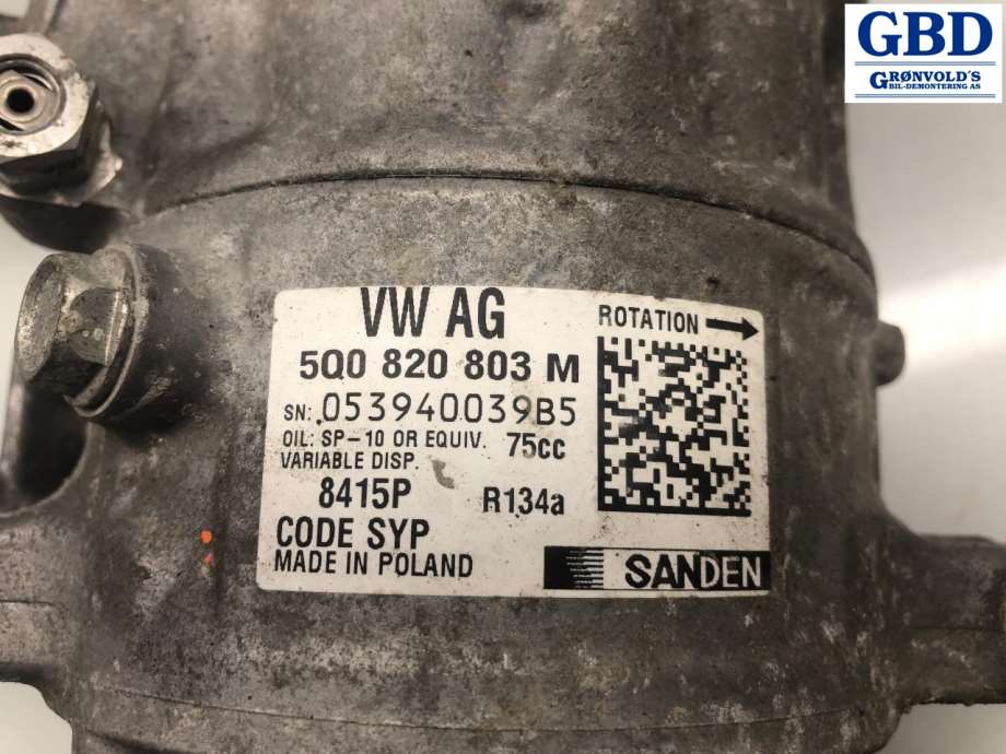 VW Caddy, 2015-2020 (Type III, Fase 3) (SANDEN|5Q0 820 803 Q|5Q0 820 803 M)