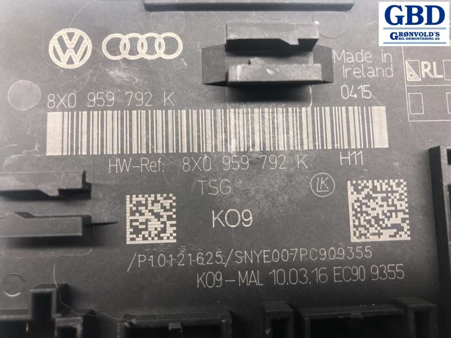 Audi A1, 2014-2018 (Type I, Fase 2) (8X0 959 792 H|8X0 959 792 K)