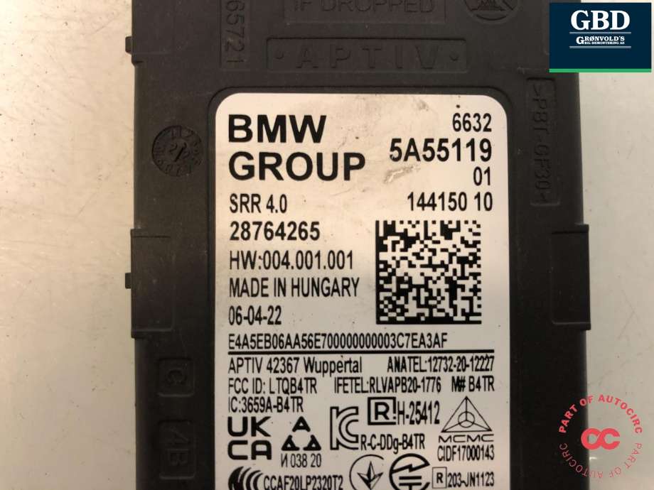 Sensor radar til BMW iX 2021-->> (I20) (I20) (66 32 5 A60 303|66 32 5 A55 119|6632 5A55119 01)