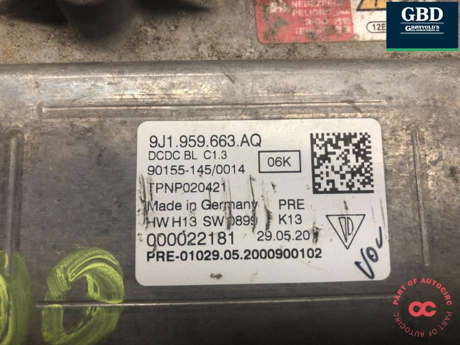 DCDC converter elbil til Porsche Taycan 2019-->> (9J1 959 663 BA|9J1 959 663 AQ|)