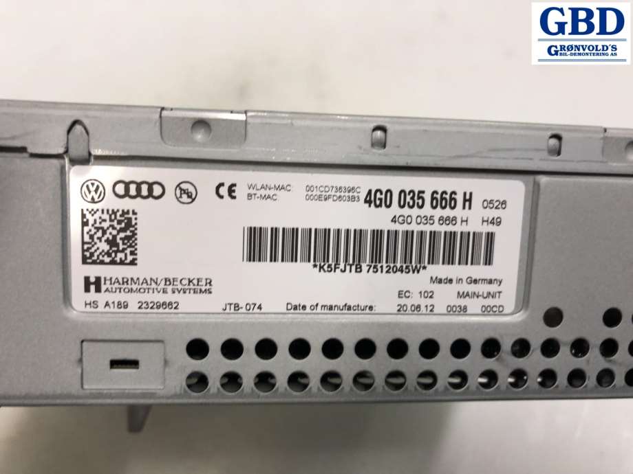 Audi A6, Allroad, 2012-2014 (Type III, Fase 1) (C7) (4G0 035 666 J|4G0 035 666 H)