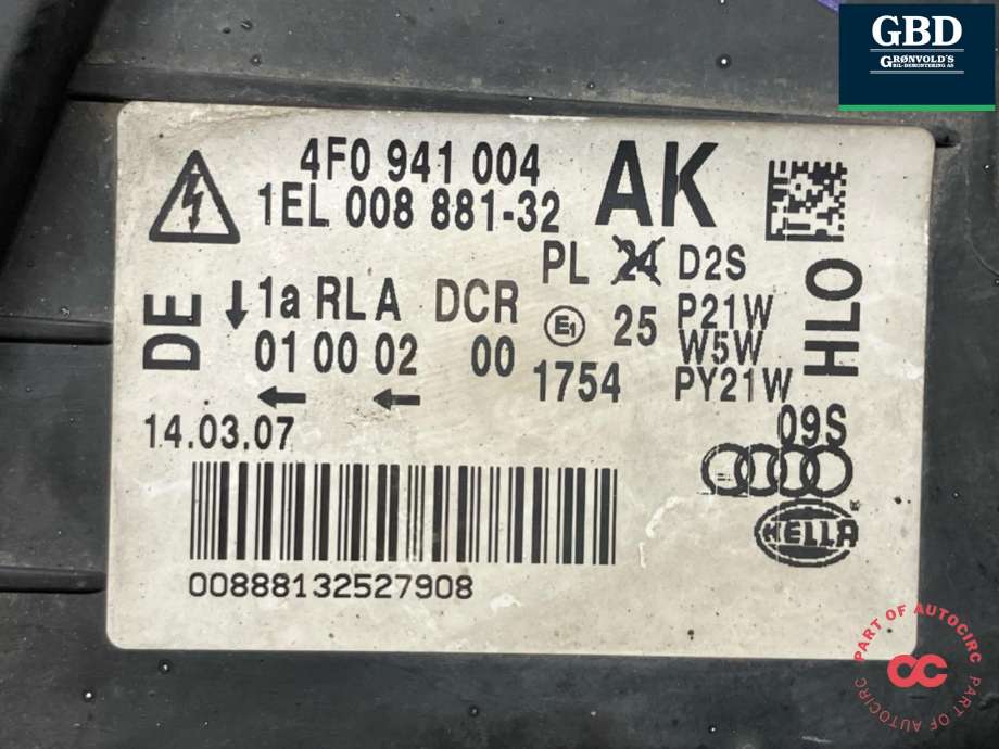 Frontlykt høyre xenon til Audi A6, Allroad 2006-2008 (Type II, Fase 1) (C6) (C6) (4F0 941 030 FF|4F0 941 030 AK|4F0 941 004)