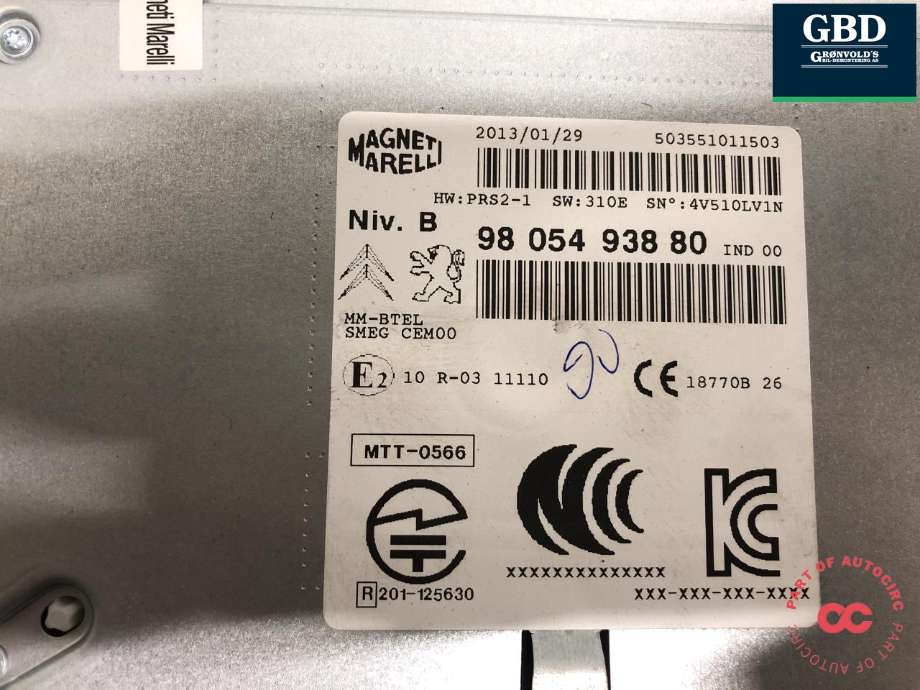 Bilstereo til Peugeot 208 2012-2019 (Type I)  (16 163 716 80| 16 808 377 80|16 808 857 80|9805493880)