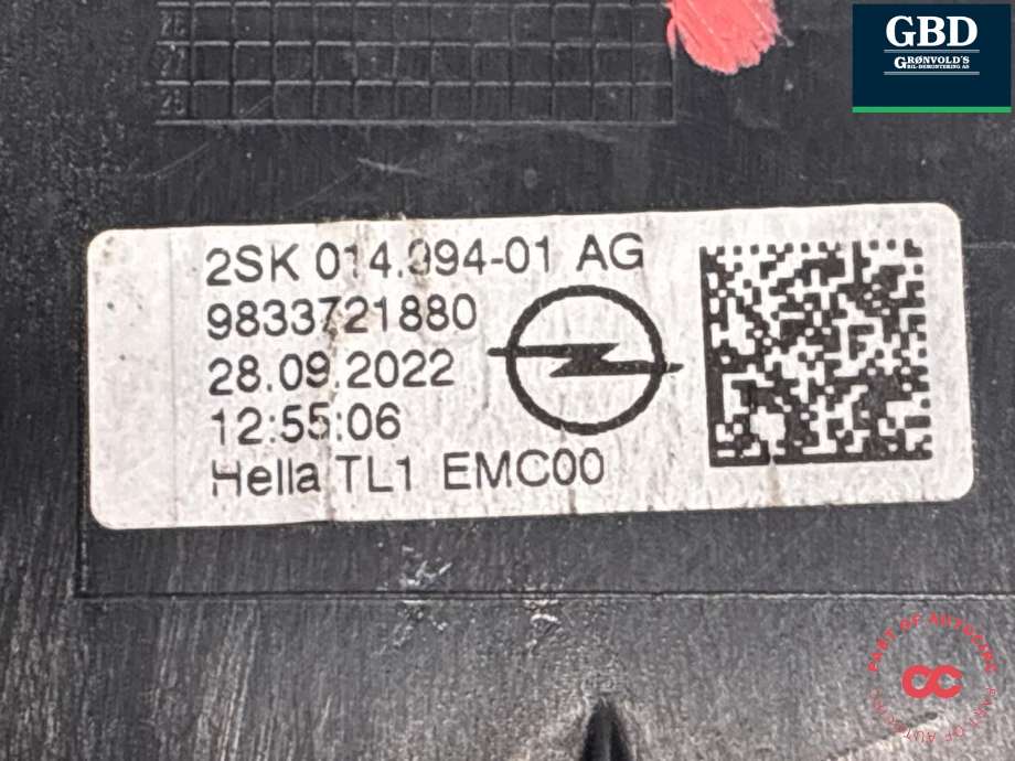 Baklykt venstre ytre til Opel Mokka E 2020-->> (Type II) (9833721880|)