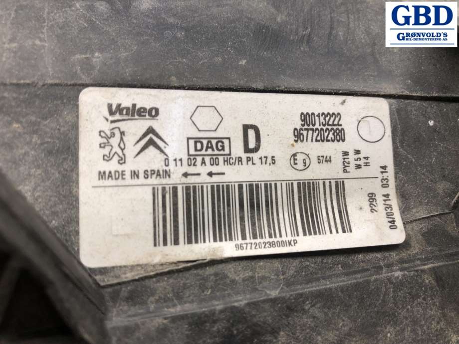 Peugeot Partner, 2008-2015 (Type II, Fase 1) (VALEO|96 772 023 80|90013222)