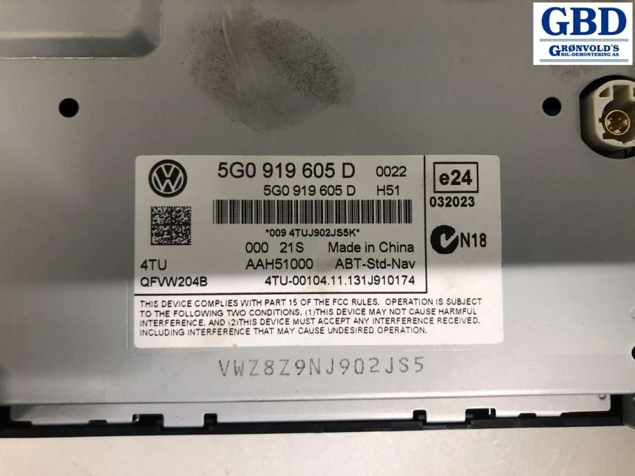 VW Golf VII, 2012-2017 (Fase 1) (5G0 919 605 D)