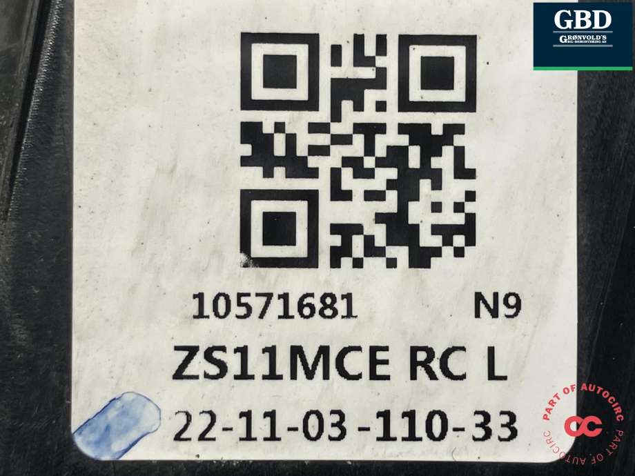 Baklykt venstre ytre til MG ZS EV 2022-->> (Type I, Fase 2) (11275380|)