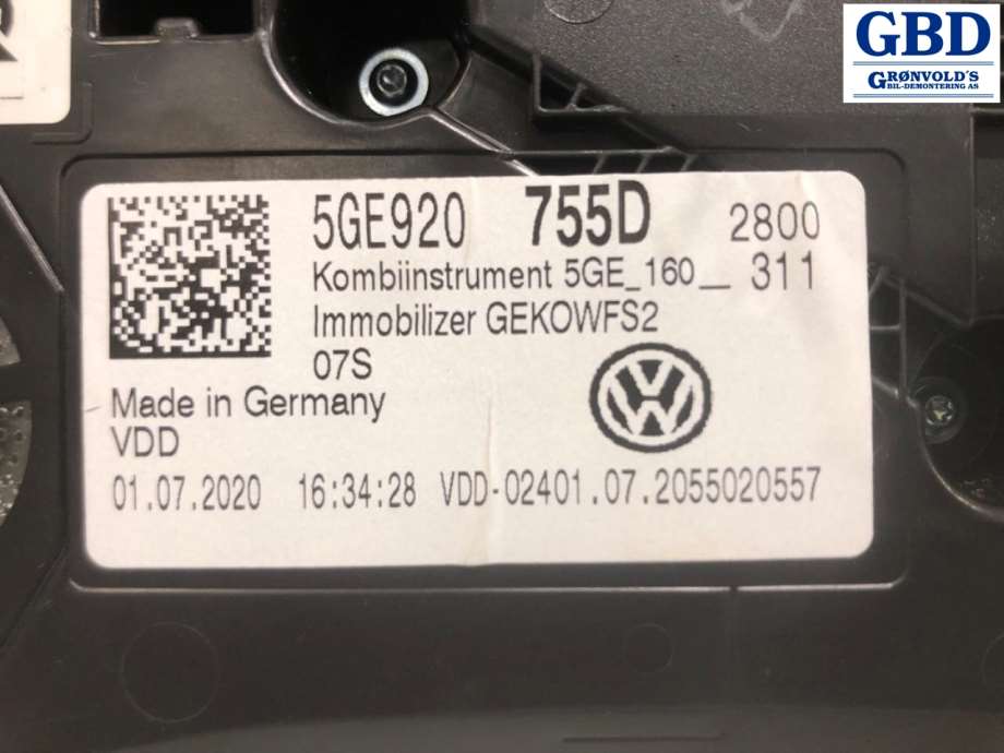 VW e-Golf, 2017-2020 (Fase 2) (5GE 920 755 D)