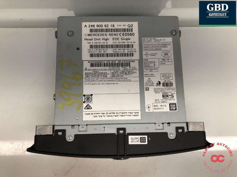 Bilstereo til Mercedes CLA 2013-2019 (C117) (C117) (A 246 900 54 18|A 246 900 62 18|)