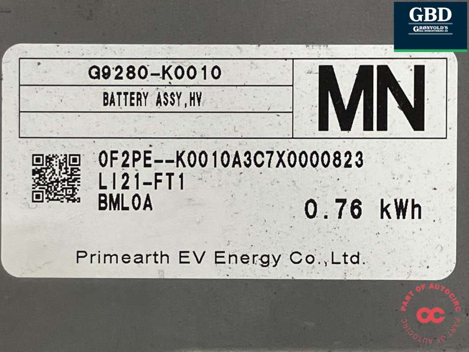 Batteripakke hybrid til Toyota Yaris 2020-->> (Type IV) (G951052080|)
