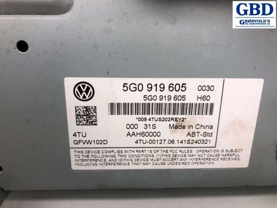 VW Golf VII, 2012-2017 (Fase 1) (5G0 919 605|5G0919605)