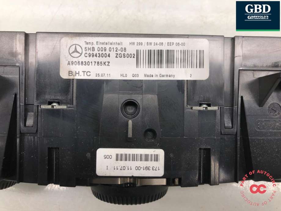 Varmeapparat betjening til Mercedes Sprinter 2006-2013 (Fase 1) (906) (906) (A 906 906 30 00|A 906 830 28 85|A 906 830 17 85)