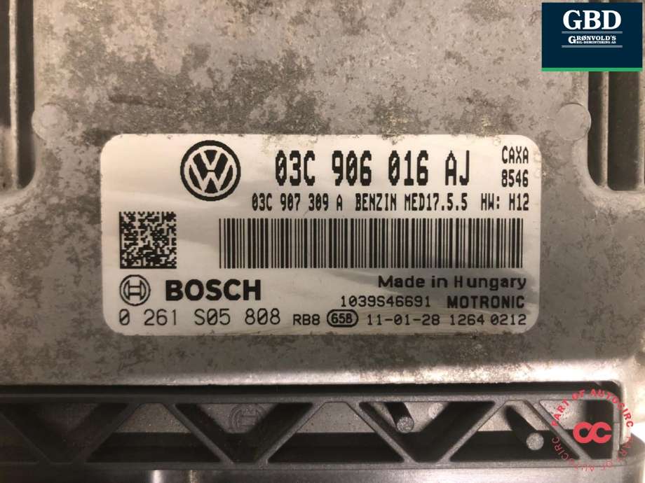 Styreenhet motor til VW Golf, Plus/Cross 2009-2013 (Fase 2)  (03C 906 016 AJ|03C 906 016 AJ 5M0|)
