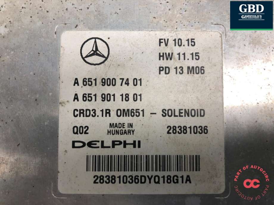 Styreenhet motor til Mercedes E-Klasse 2009-2013 (Fase 1) (W212) (W212) (A 651 900 74 01|A 651 901 18 01)