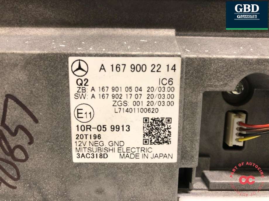 Instrumentpanel til Mercedes GLE 2019-->> (W167) (W167) (A 167 900 22 14|A 167 900 22 14 80|)