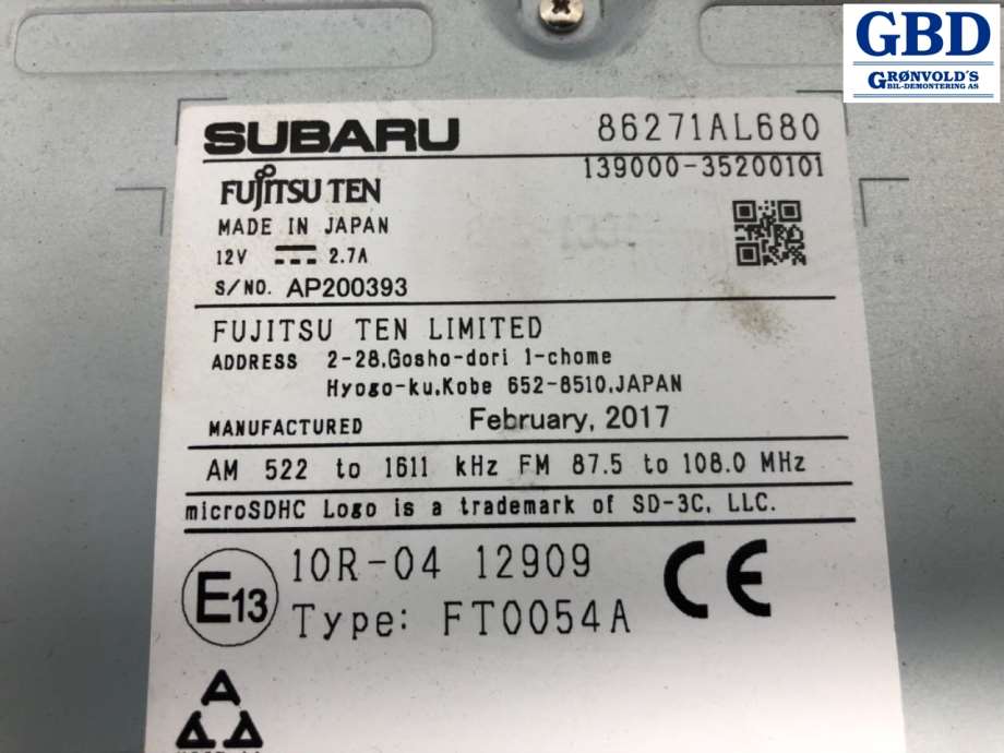 Subaru Outback, 2015-2020 (Type V) (86271AL680|139000-35200101)