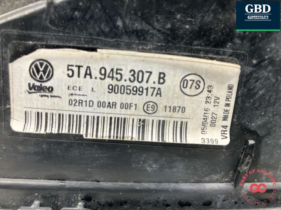 Baklykt venstre indre til VW Touran 2015-2021 (Type II) (5TA 945 307 B|)