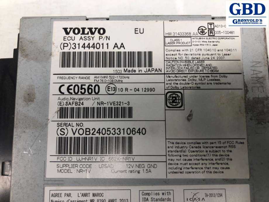 Volvo XC60, 2014-2017 (Type I, Fase 2) (36050657|31444011 AA)