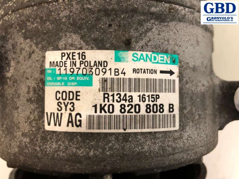 VW Touran, 2010-2015 (Type I, Fase 3) (SANDEN|1K0 820 808 F|1K0 820 808 FX)