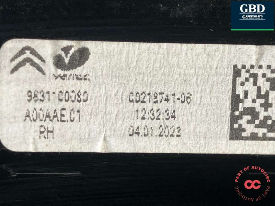 Baklykt høyre ytre til Citroën ë-C4 2020-->>  (98 311 000 80|00218741-06|)