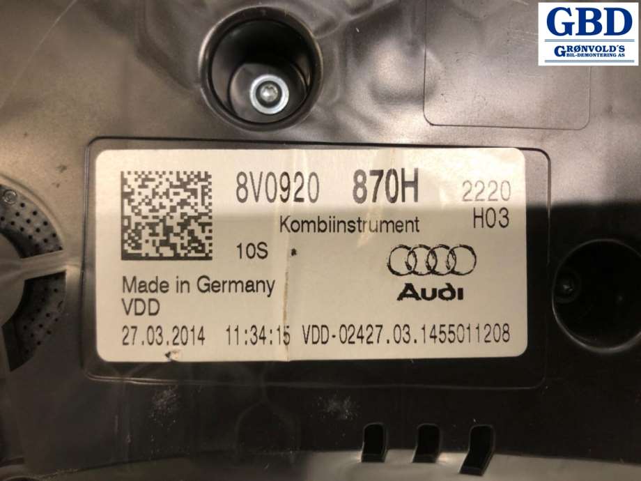 Audi A3, 2012-2016 (Type III, Fase 1) (8V0 920 870 H)