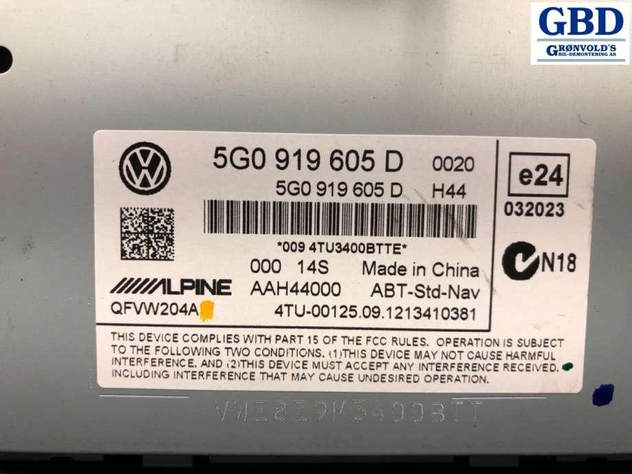 VW Golf VII, 2012-2017 (Fase 1) (5G0 919 605 D)