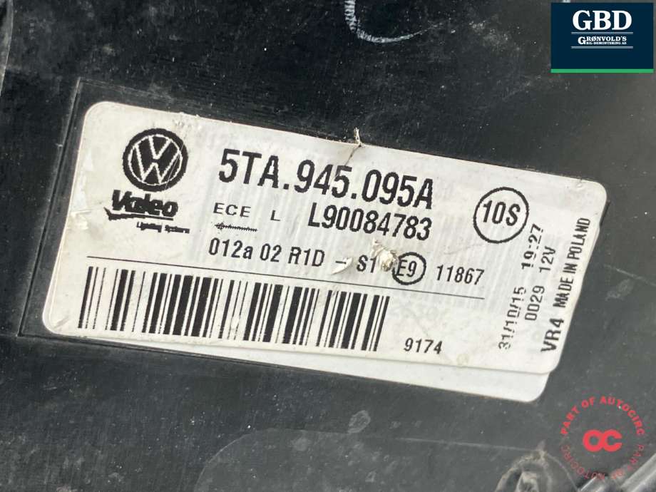 Baklykt venstre ytre til VW Touran 2015-2021 (Type II) (5TA 945 095 D|5TA 945 095A|)