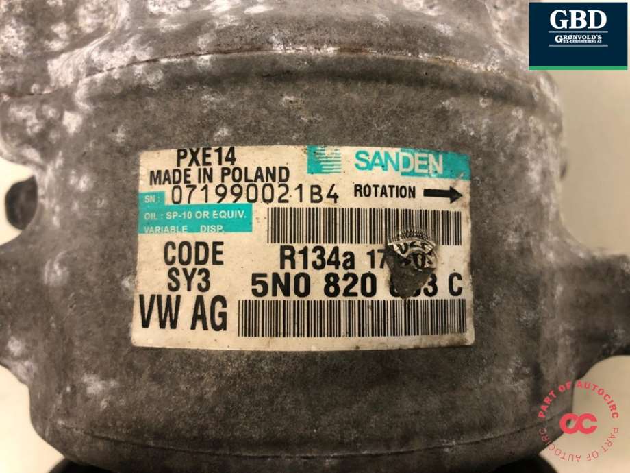 VW Caddy, 2010-2015 (Type III, Fase 2) (SANDEN|1K0 820 808 F|5K0 820 803)