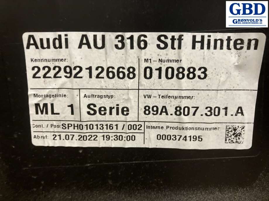 Audi Q4 e-tron, 2021- (89A 807 511 A|89A 807 527 D)