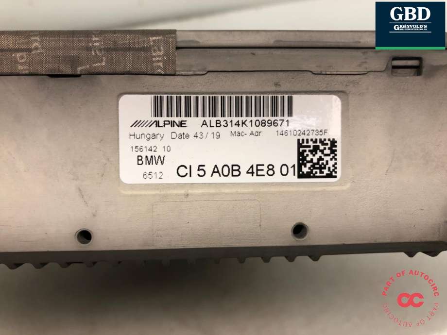 Bilstereo til BMW 3-Serie 2018-->> (G20) (G20) (65 12 5 A36 370|65 12 5 A33 9C1|6512 CI 5 A0B 4E8 01)