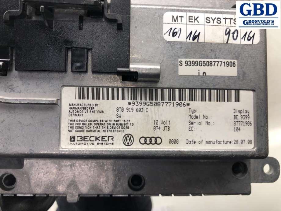 Audi A4, 2007-2014 (Type IV) (B8) (8T0 919 603 C|4F0 919 603 B)