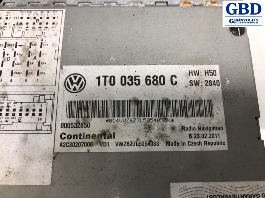 VW Passat, 2011-2015 (B7) (1T0 035 680 C|1T0 035 680 CX)