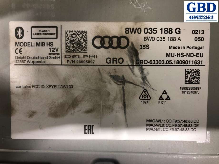 Audi A4, 2015-2019 (Type V, Fase 1) (B9) (8W0 035 188 G|28605897)