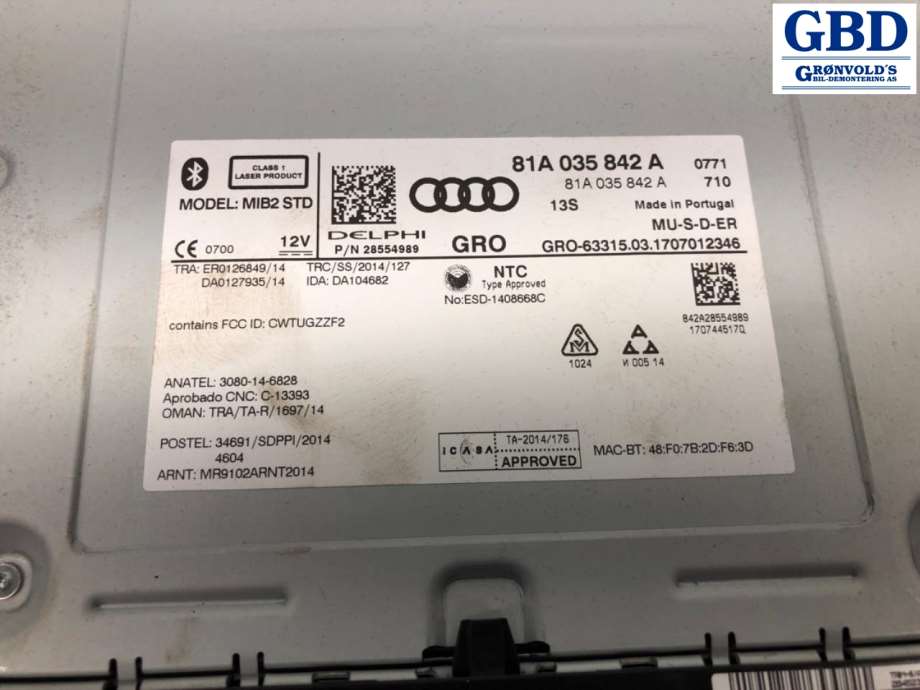 Audi A3, 2016-2020 (Type III, Fase 2) (81A 035 842 A|81A035842)