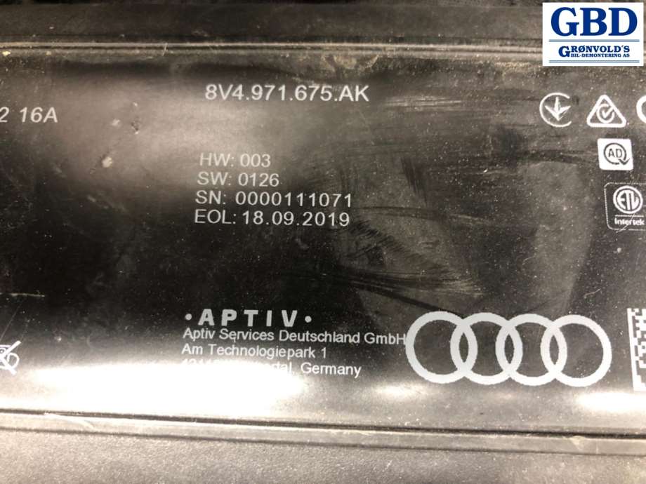 Audi A3, 2016-2020 (Type III, Fase 2) (8V4 998 639 E|8V4 998 639 AK)