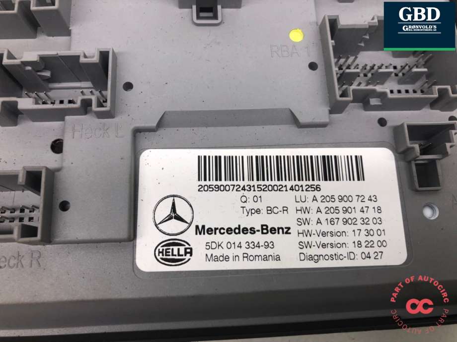 Styreenhet (SAM - Signal Acquisition Module) til Mercedes EQC 2019-->> (A 205 900 72 43|A 205 900 72 43 80|)