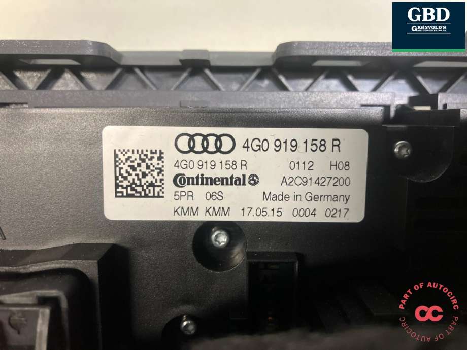 Varmeapparat betjening bak til Audi RS6 2013-2018  (4G0 919 158 R|4G0 964 376 B| 4G0 919 565|)
