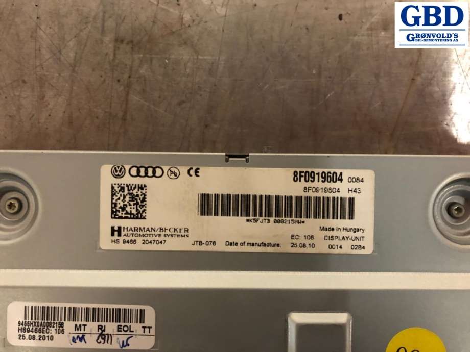 Audi A6, 2008-2011 (Type III, Fase 2) (C6) (8R0 919 604 A|8R0 919 604)