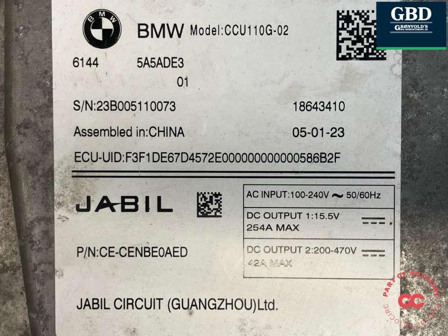 Batterilader (OBC - On Board Charger) til BMW i4 2021-->> (G26) (G26) (61 44 5 A5A DE3|CE-CENBE0AED|)