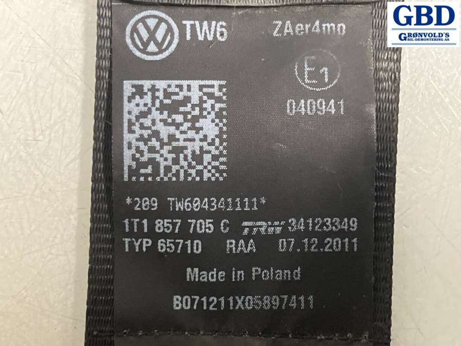 VW Touran, 2010-2015 (Type I, Fase 3) (1T1 857 705 C|33044084E|34123349)