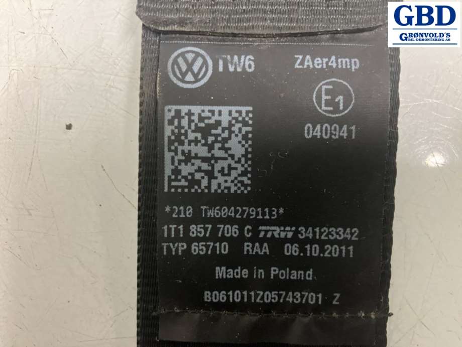 VW Touran, 2010-2015 (Type I, Fase 3) (1T1 857 706 C|34123342)