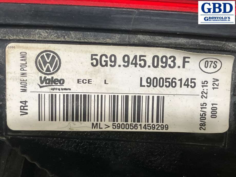 VW Golf VII, 2012-2017 (Fase 1) (5G9 945 093 F|L90056145)