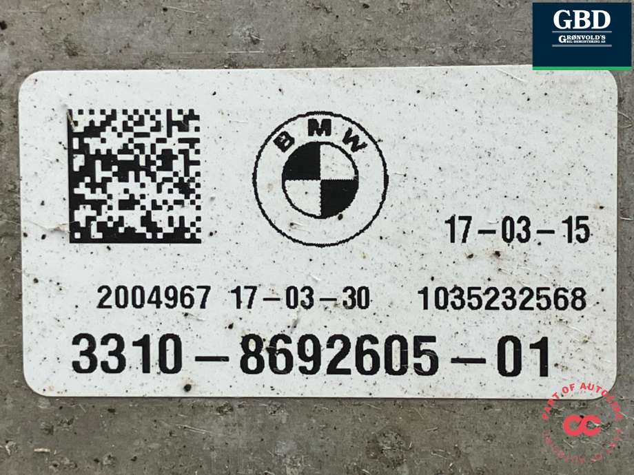 Kardang klokke bak til BMW X1 2015-2022 (F48) (F48) (33 10 8 871 238|27 10 7 646 871|3310-8692605-01)