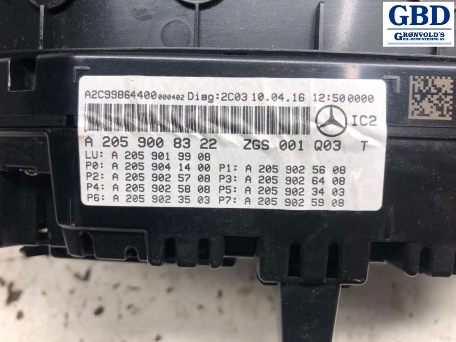 Mercedes C-Klasse, 2014-2018 (W205, Fase 1) (A205 900 83 22)