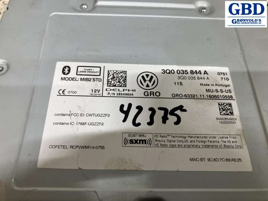 VW e-Golf, 2017-2020 (Fase 2) (3Q0 035 844 A)