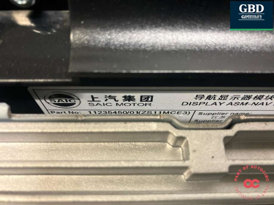 Multimedia display (MCU - Media Controller Unit) til MG ZS EV 2022-->> (Type I, Fase 2)  (11235450|11235450/01|11608324/01)
